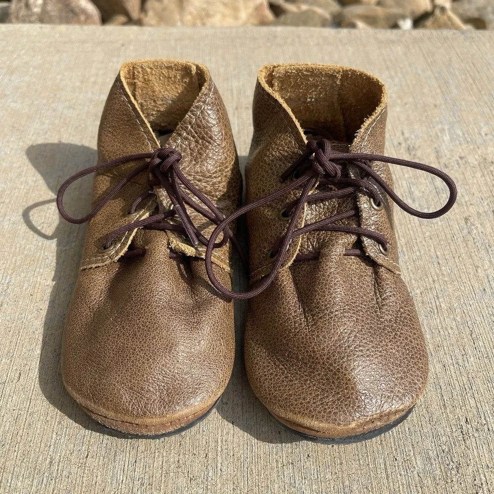 Duchess And Fox Brown Oxfords Lace Up Barefoot Leather Minimalist‎ Boys Size 8